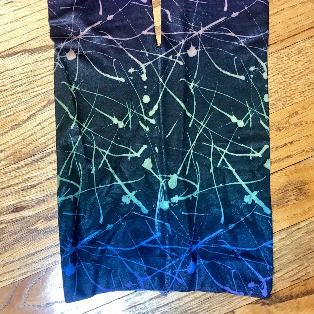 Neon paint splatter print opaque tights. New!  S/M - Picture 5 of 7